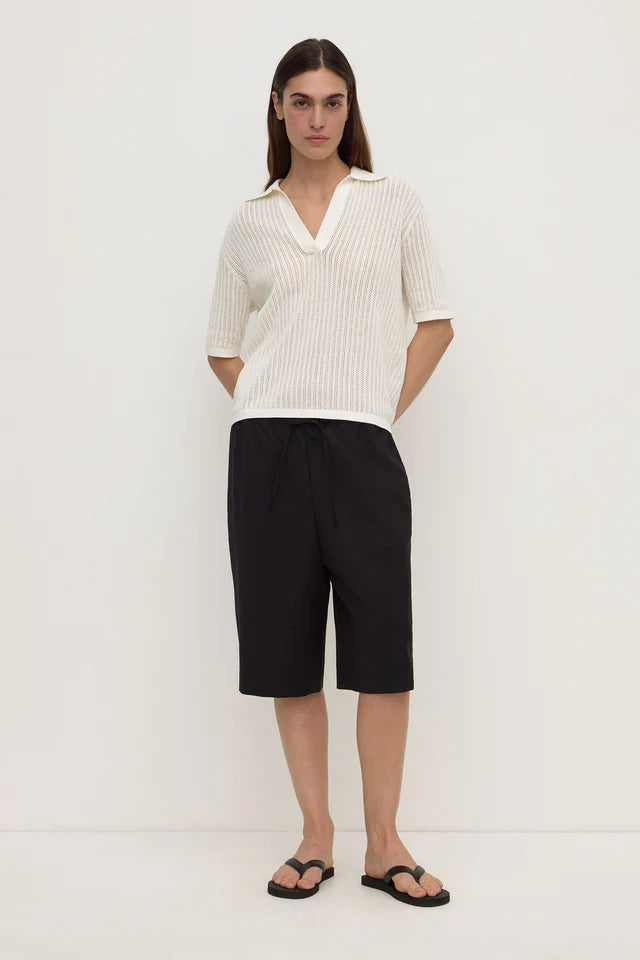 Assembly Label - Nina Cotton Knit Polo - Antique White