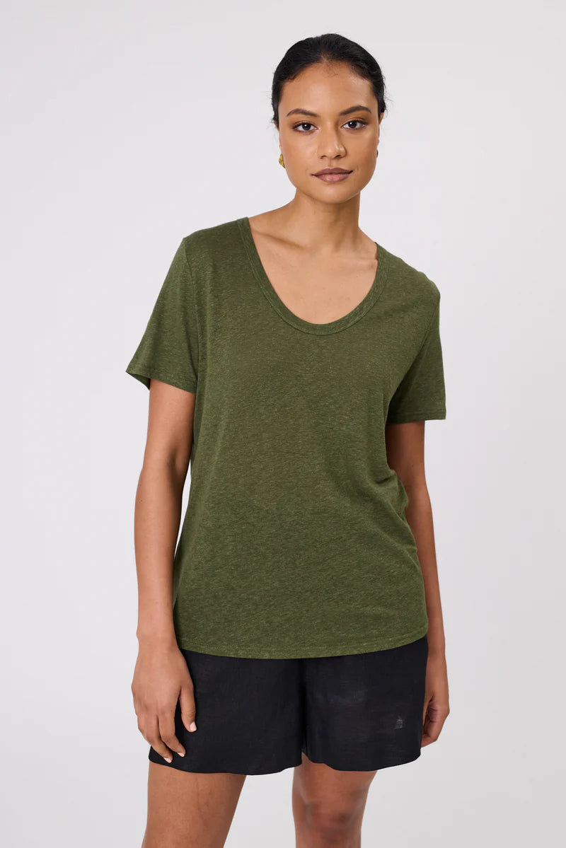 Marlow - Noto Linen Tee - Cypress