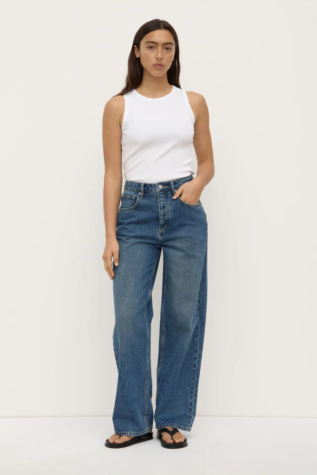 Assembly Label - Oversized High Rise Jean - Dark Indigo Fade