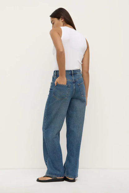 Assembly Label - Oversized High Rise Jean - Dark Indigo Fade