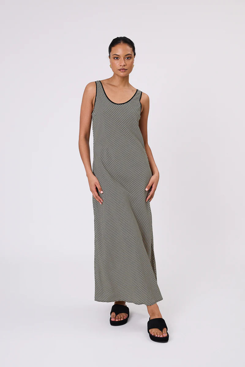 Marlow - Phase Bias Cut Maxi Dress - Geo Print