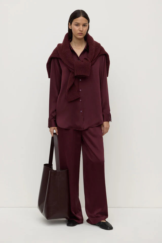 Assembly Label - Pippa Silk Long Sleeve Shirt - Merlot