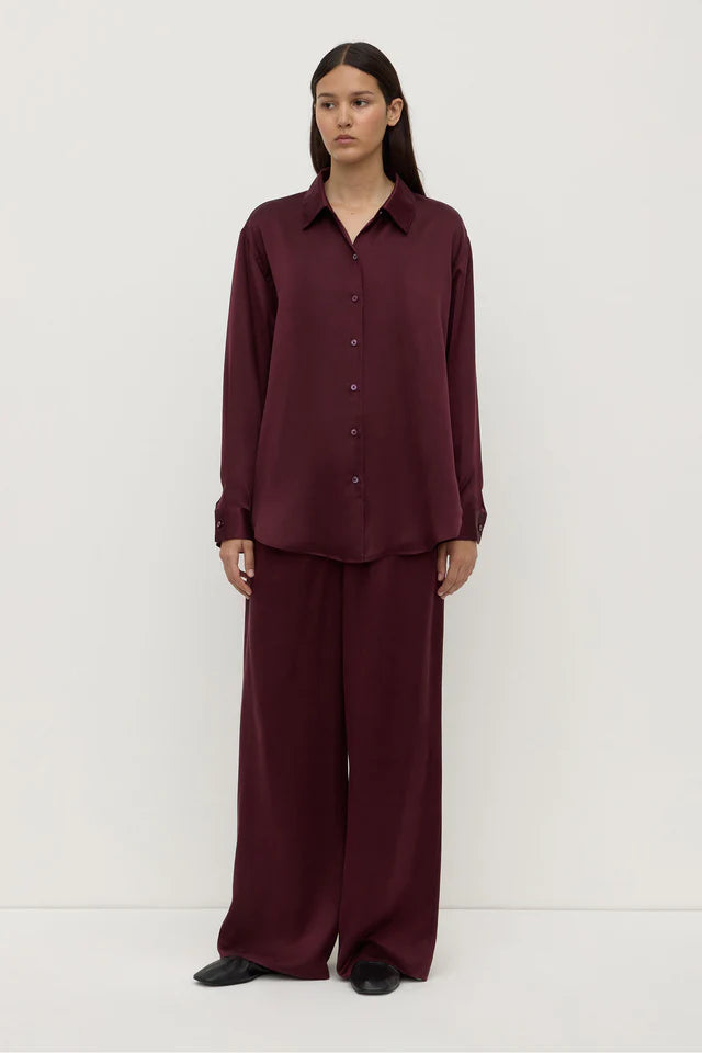 Assembly Label - Pippa Silk Long Sleeve Shirt - Merlot
