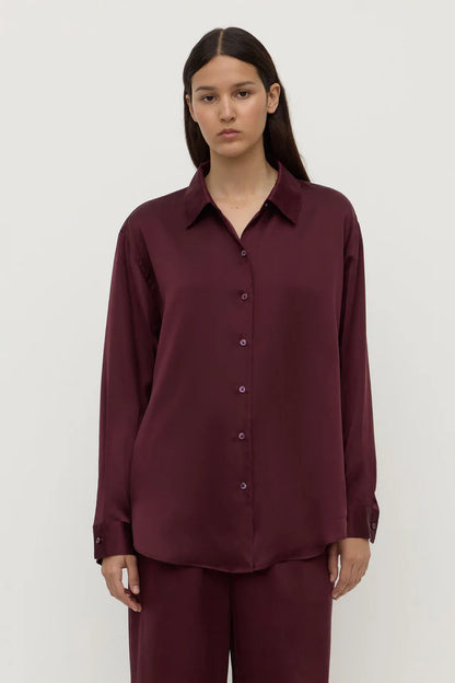 Assembly Label - Pippa Silk Long Sleeve Shirt - Merlot