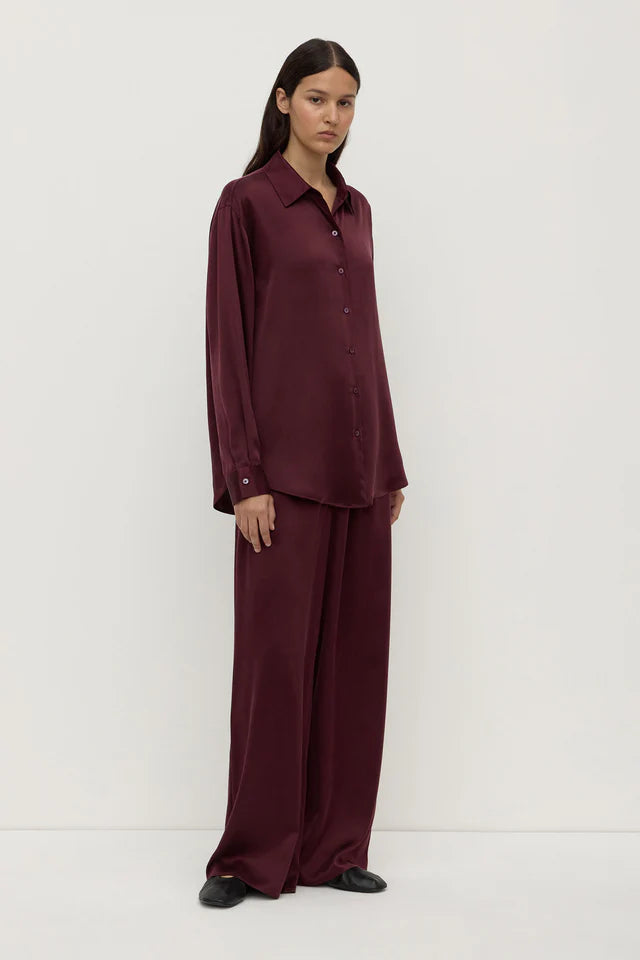 Assembly Label - Pippa Silk Long Sleeve Shirt - Merlot
