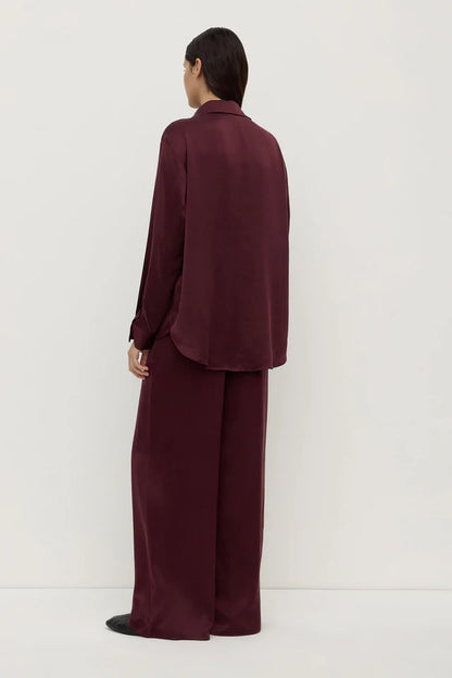 Assembly Label - Pippa Silk Long Sleeve Shirt - Merlot