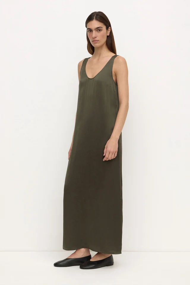 Assembly Label - Pippa Silk Tank Dress - Dark Military