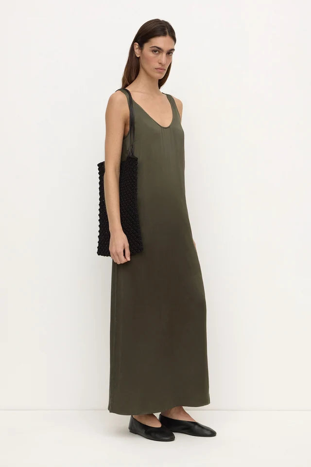 Assembly Label - Pippa Silk Tank Dress - Dark Military