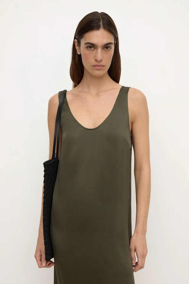 Assembly Label - Pippa Silk Tank Dress - Dark Military