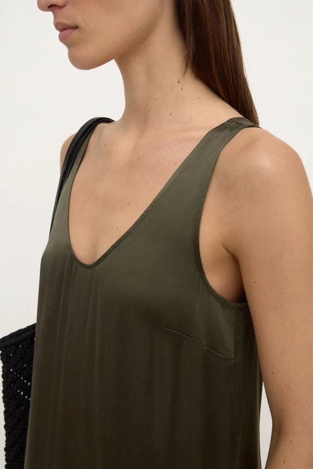 Assembly Label - Pippa Silk Tank Dress - Dark Military