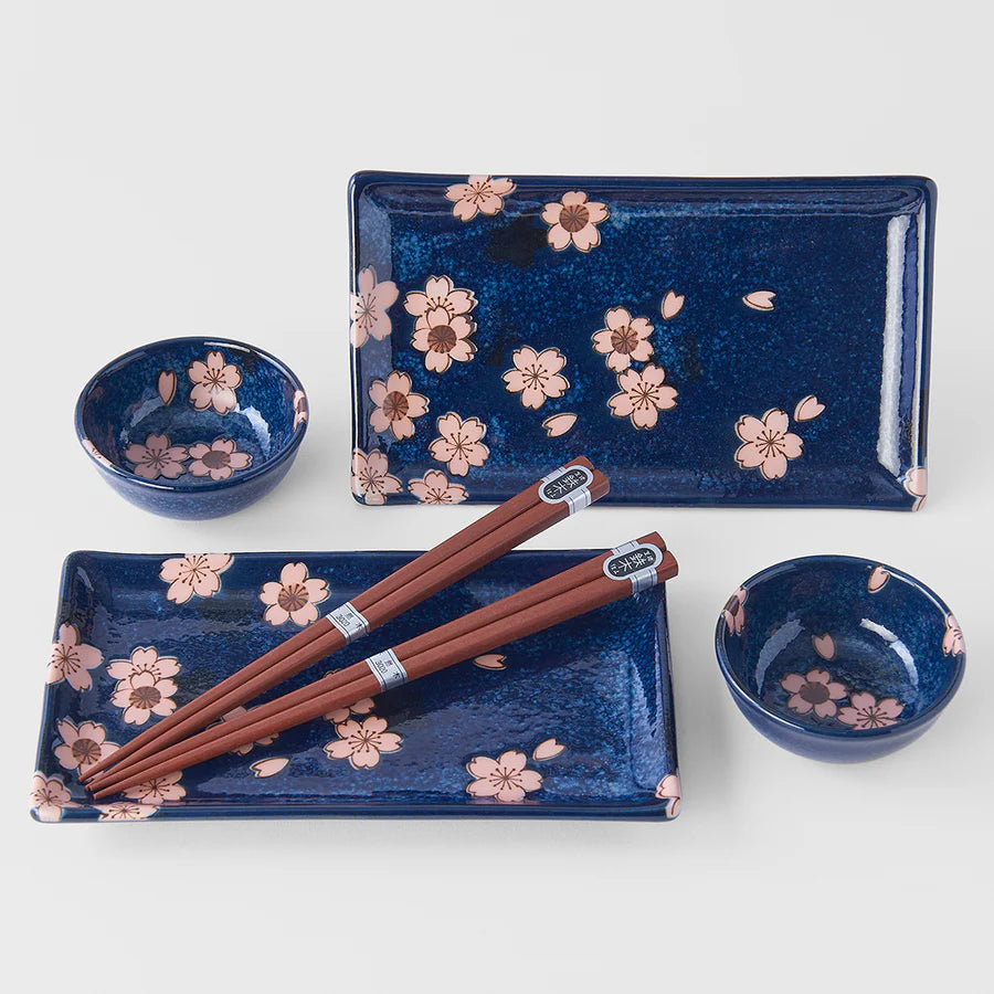 Naibu - Navy &amp; Pink Sakura Sushi Set