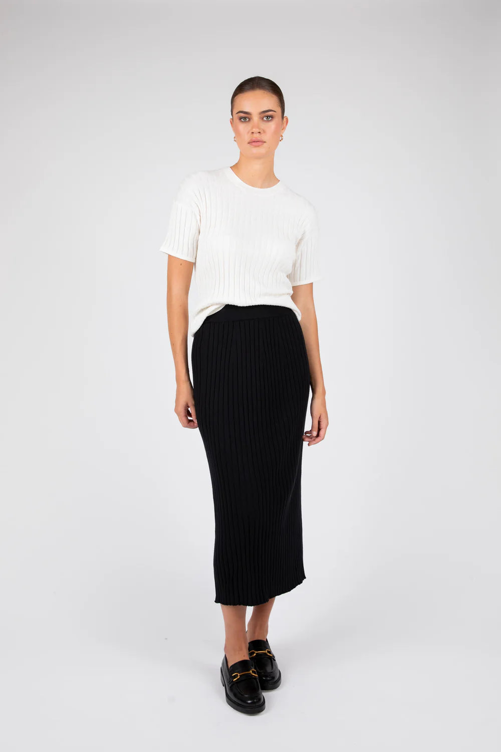 Marlow - Reign Rib Knit Skirt Black