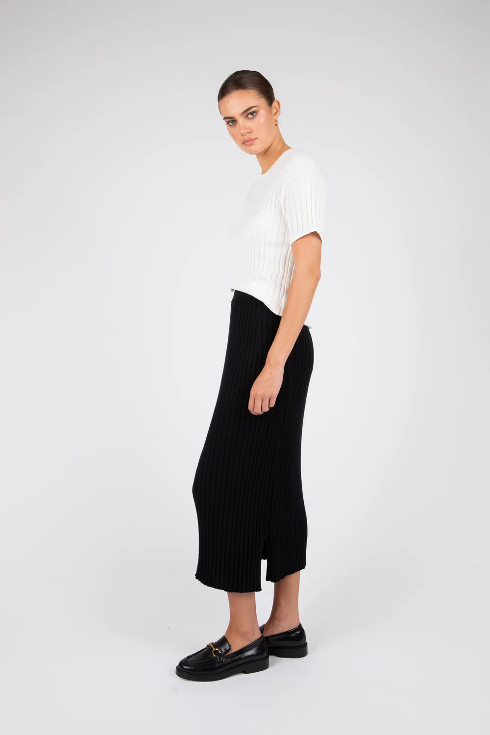 Marlow - Reign Rib Knit Skirt Black