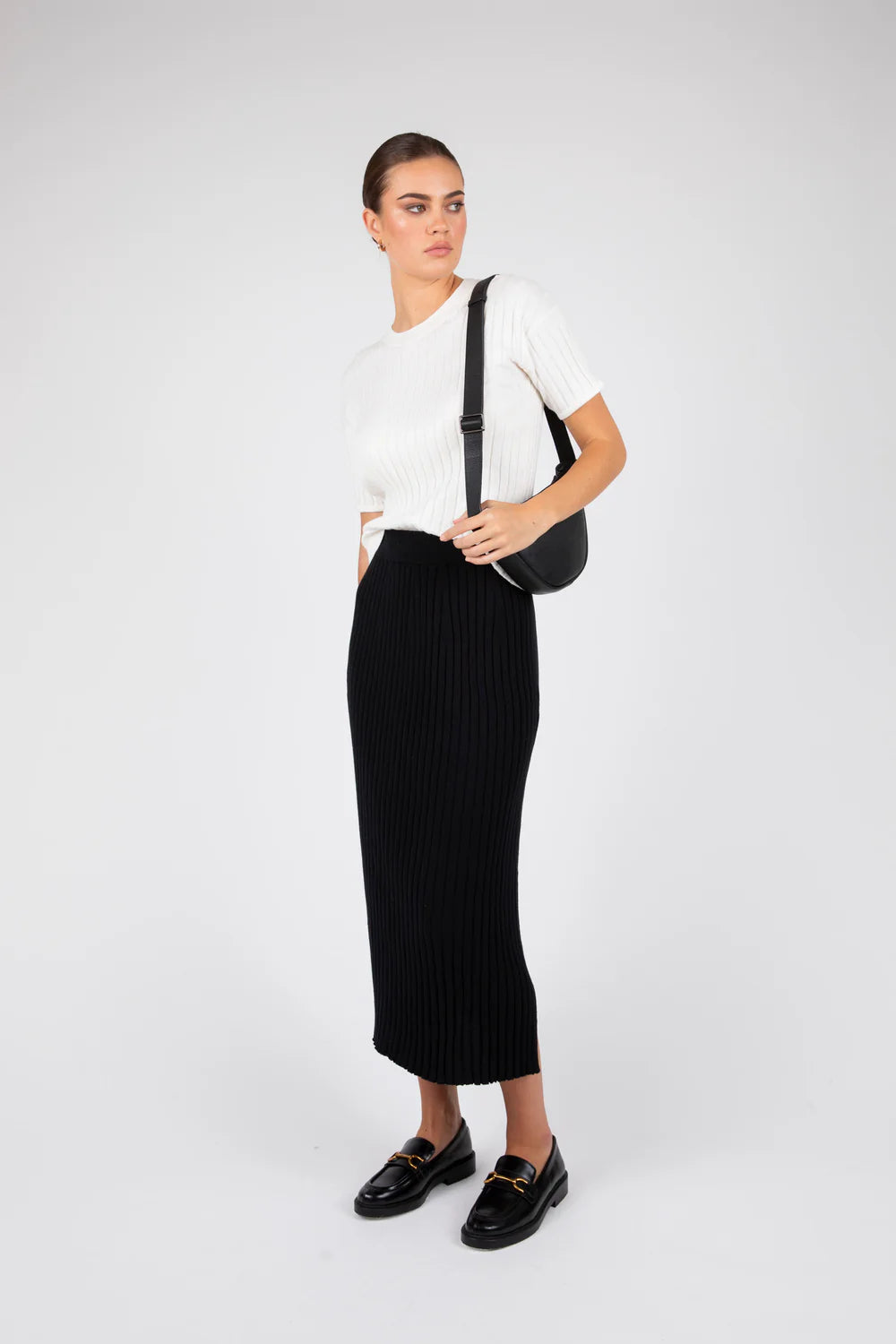 Marlow - Reign Rib Knit Skirt Black