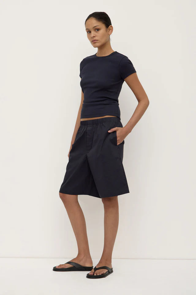 Assembly Label - Riley Poplin Short - True Navy