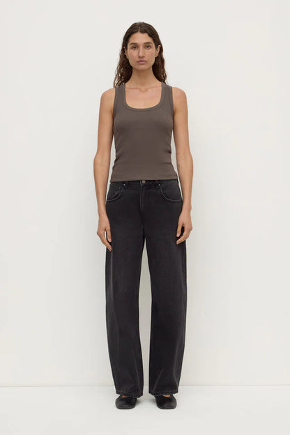 Assembly Label - Robyn Scoop Neck Rib Tank - Bark