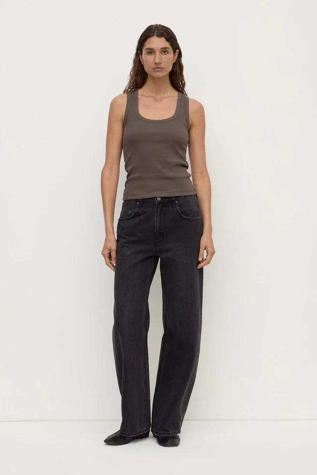 Assembly Label - Robyn Scoop Neck Rib Tank - Bark