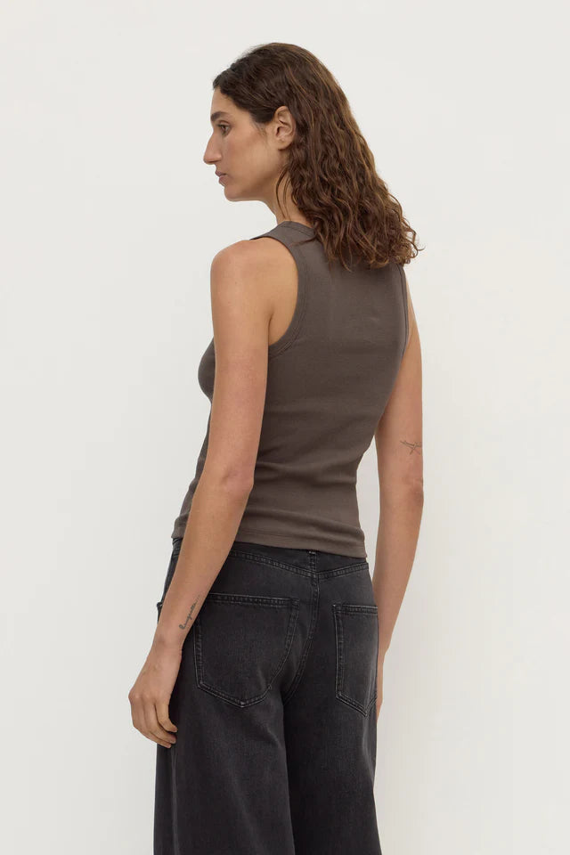 Assembly Label - Robyn Scoop Neck Rib Tank - Bark