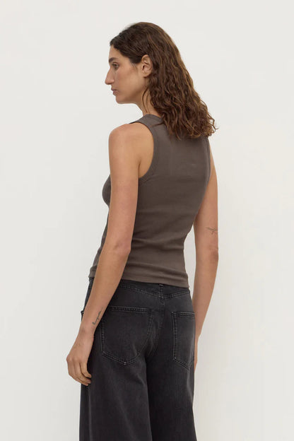 Assembly Label - Robyn Scoop Neck Rib Tank - Bark
