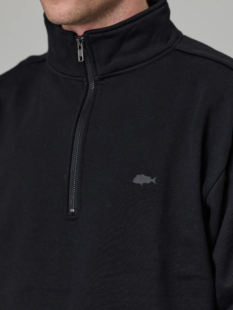 Just Another Fisherman - Stamp Coastal 1/4 Zip - Black