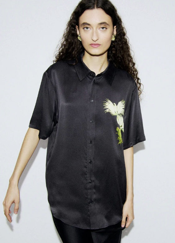 Silk Laundry - SHORT SLEEVE BOYFRIEND SHIRT EGRET