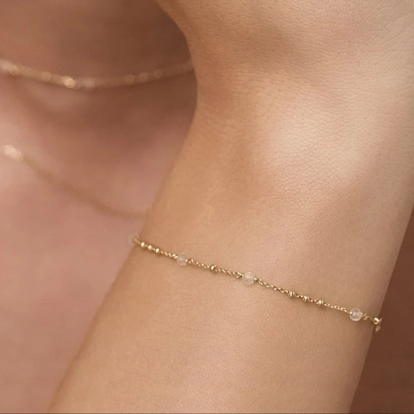 Silk &amp; Steel - Dotty Bracelet - Crystal Quartz/Silver