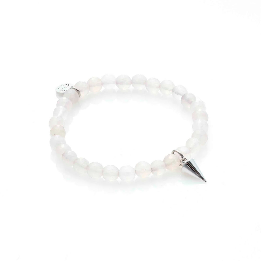 Silk &amp; Steel - Love Hate Bracelet - Rose Quartz + Silver