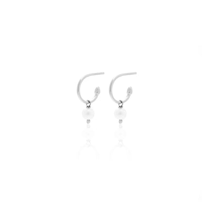 SILK &amp; STEEL - MINI PEARL HOOPS