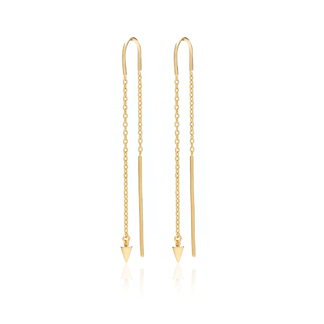 SILK &amp; STEEL - Superfine Spike Thread Earrings Gold