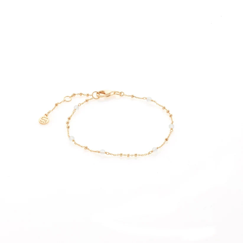 Silk &amp; Steel - Dotty Bracelet - Crystal Quartz/Gold