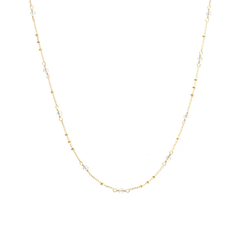 Silk &amp; Steel - Dotty Necklace - Crystal Quartz/Gold