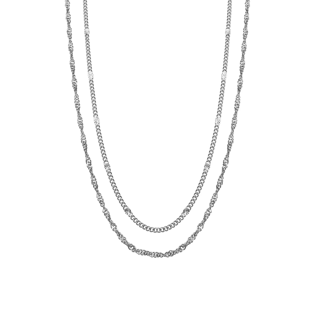 Silk &amp; Steel - Duo Necklace - Silver