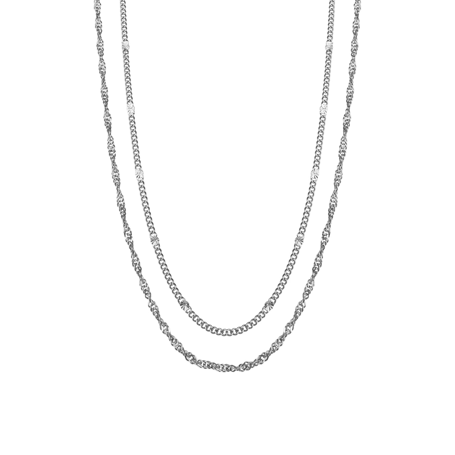 Silk &amp; Steel - Duo Necklace - Silver