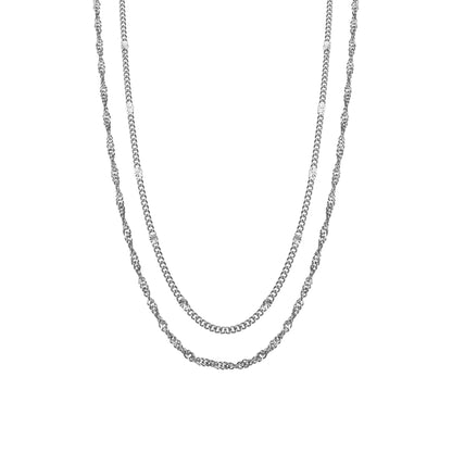 Silk &amp; Steel - Duo Necklace - Silver