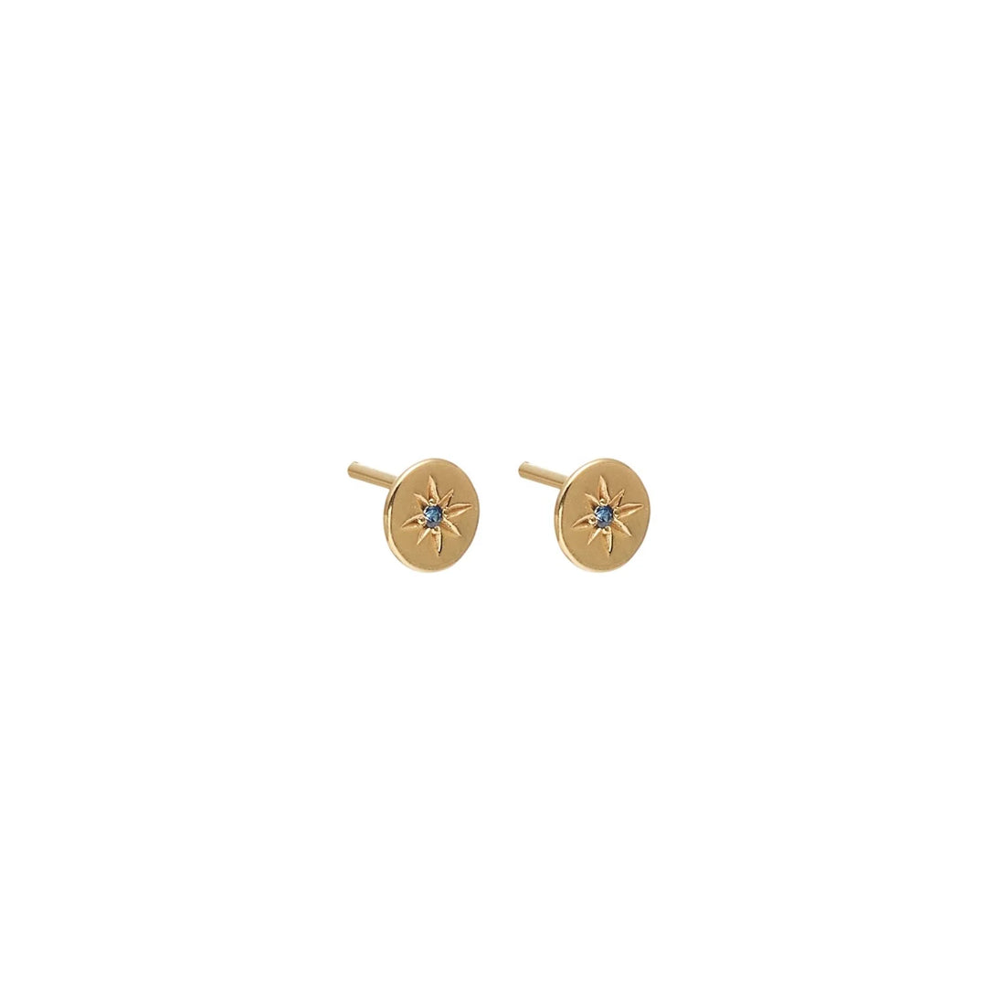 Silk &amp; Steel - Petite North Star Stud Earrings Blue Sapphire