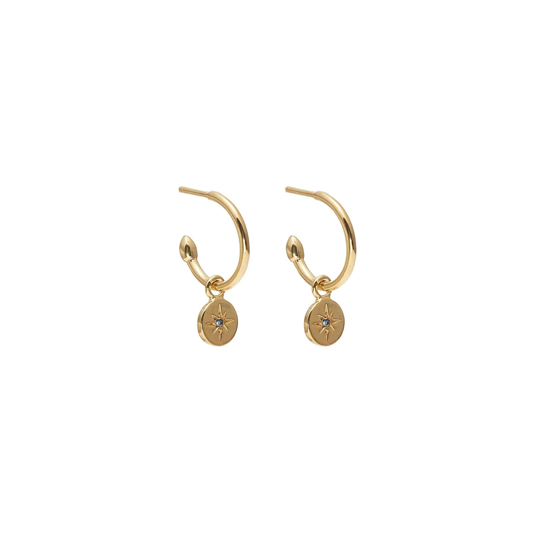 Silk &amp; Steel - Petite North Star Hoop Earrings Blue Sapphire