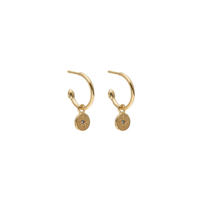 Silk &amp; Steel - Petite North Star Hoop Earrings Blue Sapphire