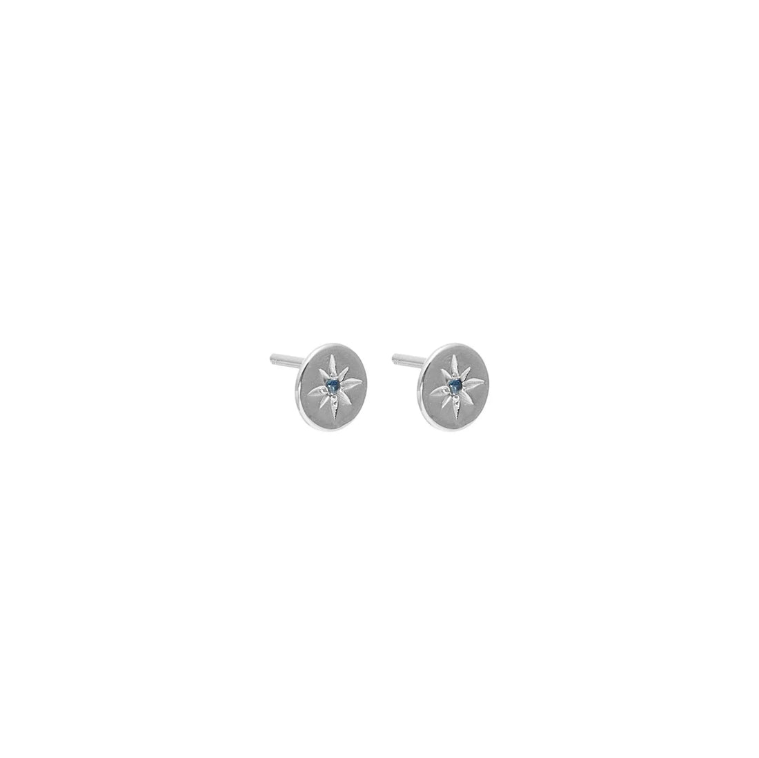 Silk &amp; Steel - Petite North Star Stud Earrings Blue Sapphire
