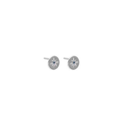 Silk &amp; Steel - Petite North Star Stud Earrings Blue Sapphire