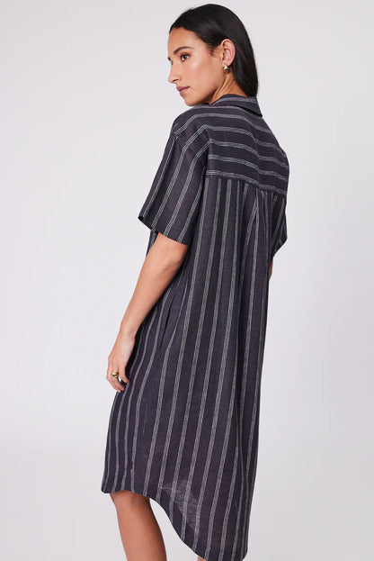 Marlow - Skyline Linen Dress - Ink Stripe