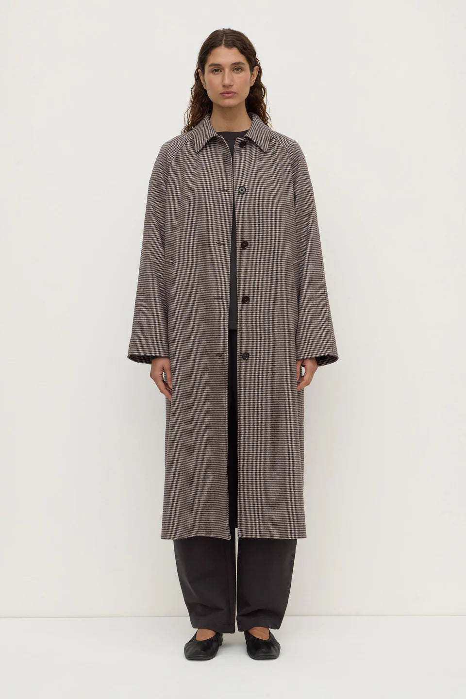 Assembly Label - Solana Wool Coat - Brown Black Check