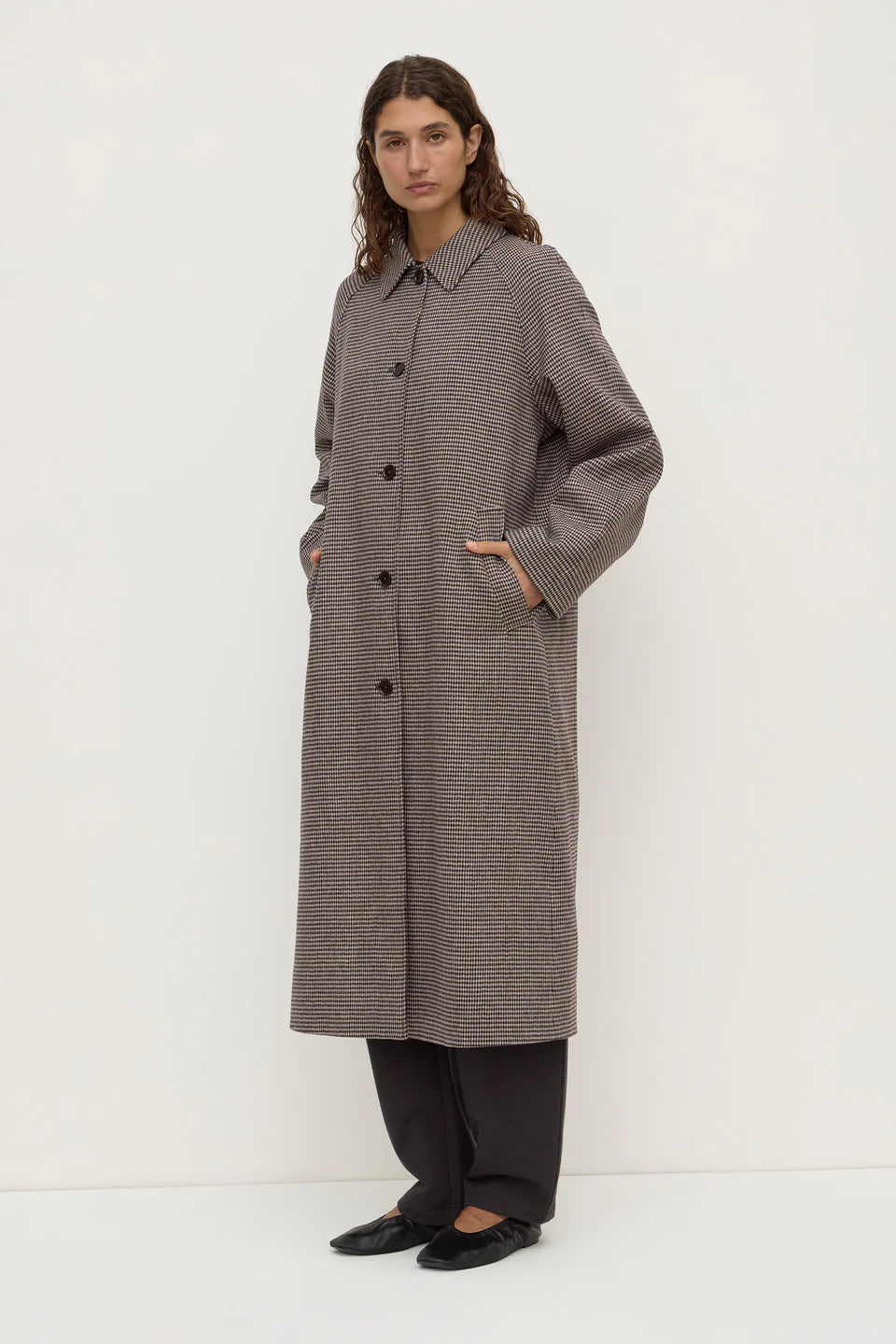 Assembly Label - Solana Wool Coat - Brown Black Check