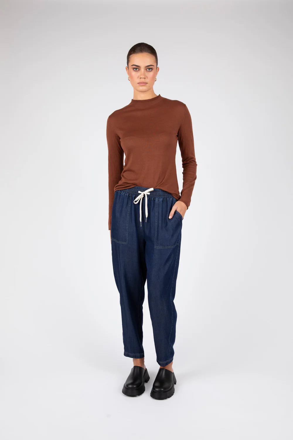 Marlow - Sunday Funnel Neck Top Cinnamon