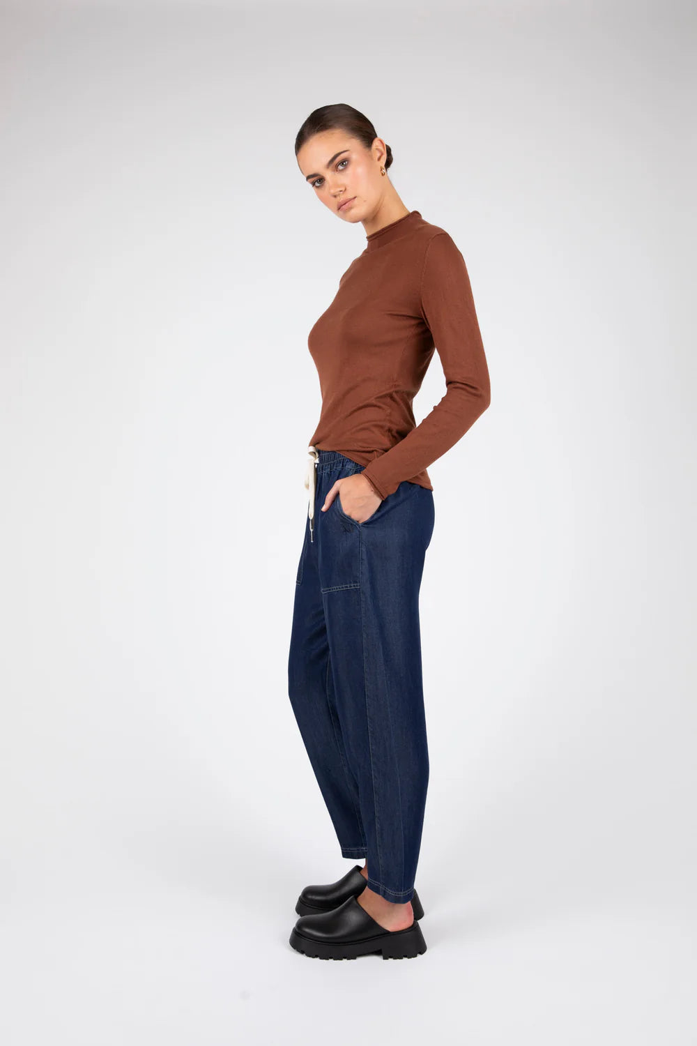 Marlow - Sunday Funnel Neck Top Cinnamon