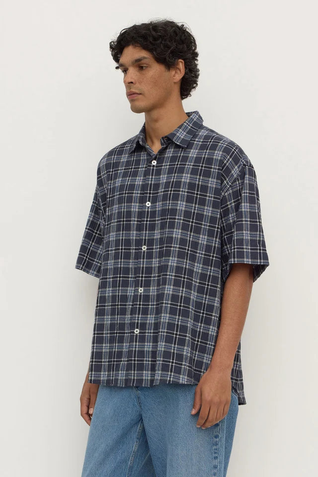 ASSEMBLY LABEL - TANE CHECK SHORT SLEEVE SHIRT - TRUE NAVY