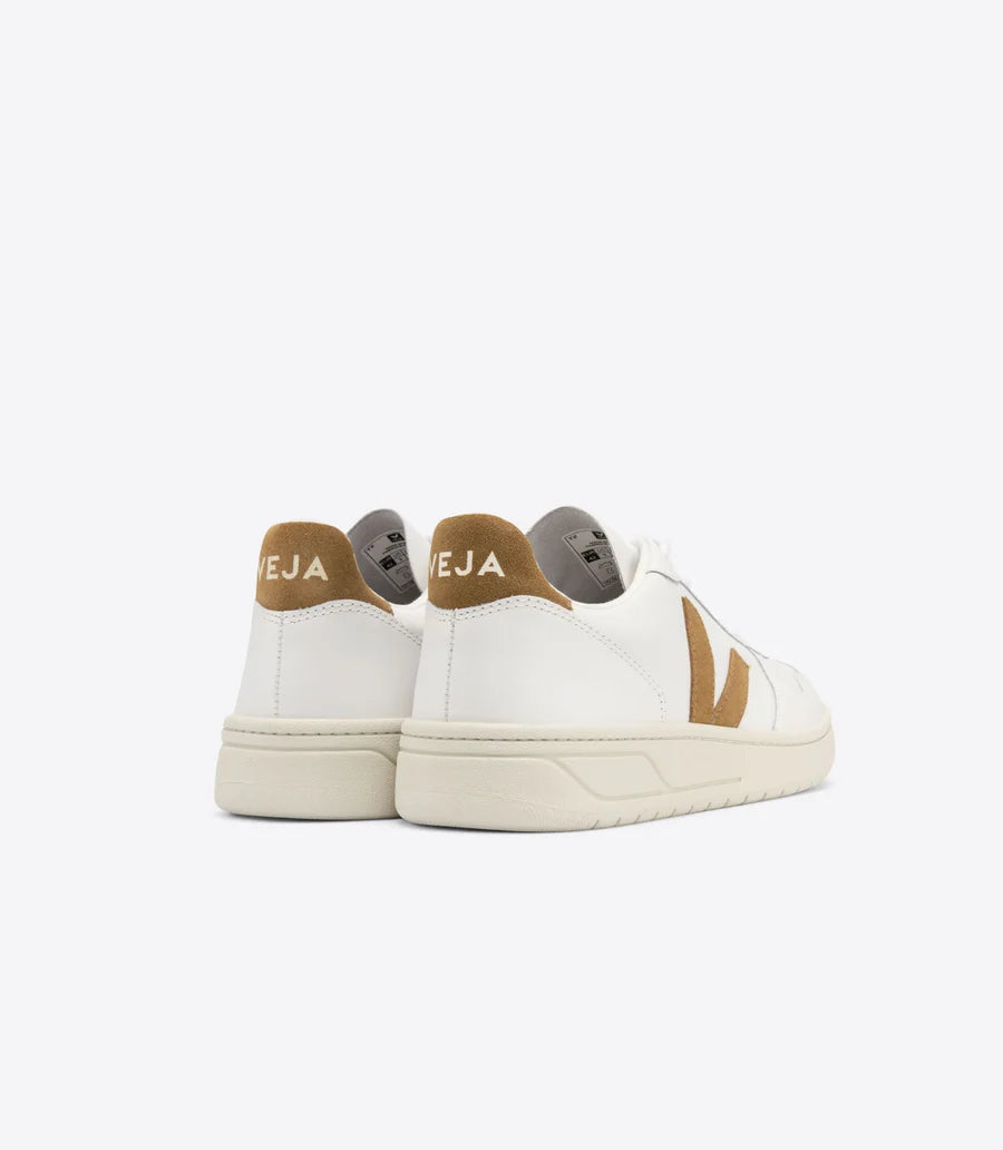 Veja- V10 Leather Extra White Camel Shoes