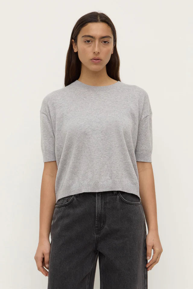 Assembly Label - Vanya Cotton Cashmere Knit Tee - Grey Marle