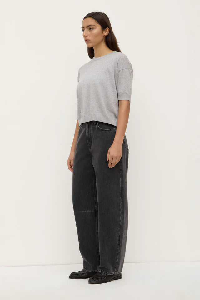 Assembly Label - Vanya Cotton Cashmere Knit Tee - Grey Marle
