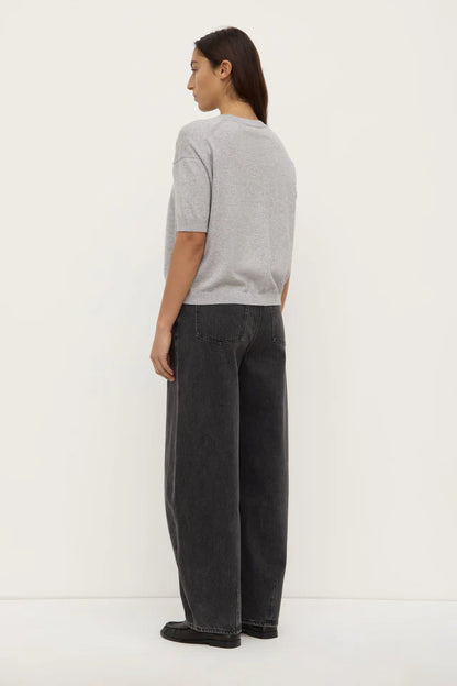 Assembly Label - Vanya Cotton Cashmere Knit Tee - Grey Marle