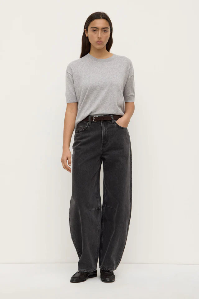 Assembly Label - Vanya Cotton Cashmere Knit Tee - Grey Marle